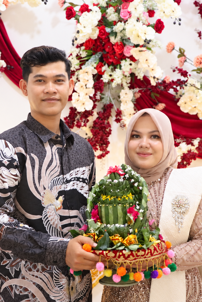 Potret Pasangan dengan Hantaran Bunga Bayi - Copy